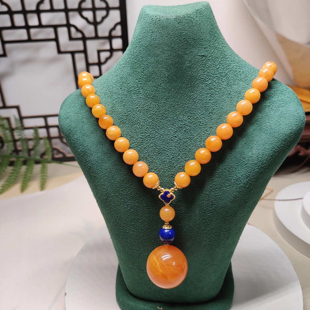 【藏真阁】H1224天然珠宝琥珀蜜蜡时尚百搭蜜蜡大单珠项链