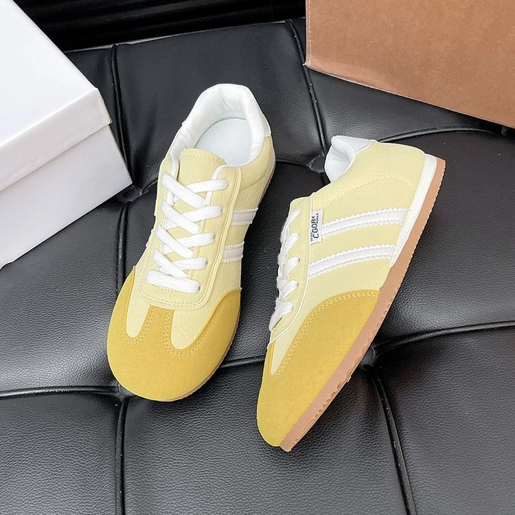 德训鞋女平底2025春秋新款韩版圆头系带透气防滑轻便学生平跟板鞋