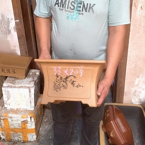 紫砂花盆手工制作