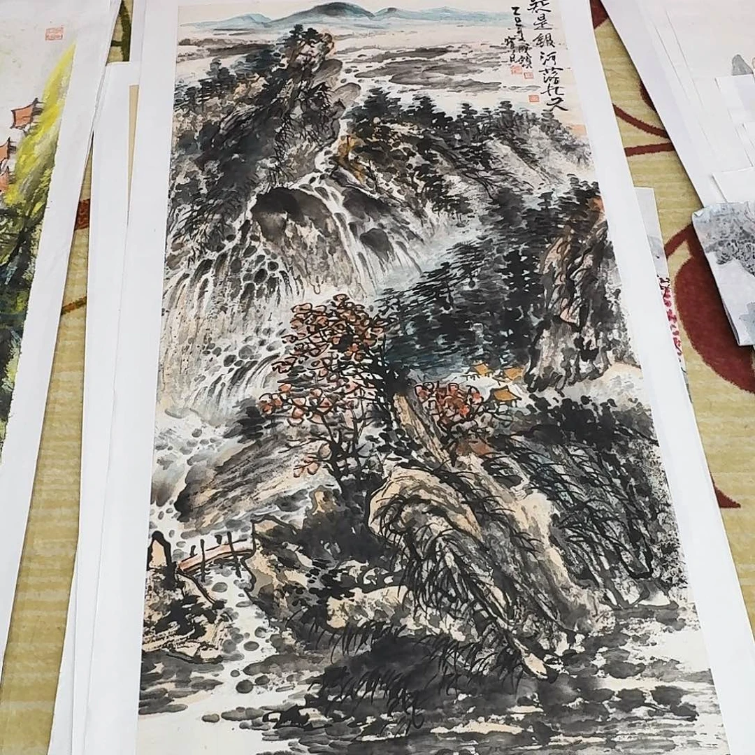 抖***抖国画四尺整纸手绘作品