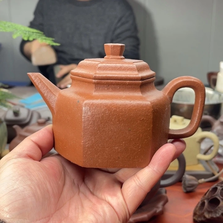 茶壶紫砂原矿无添加手磨料小红泥六方德中