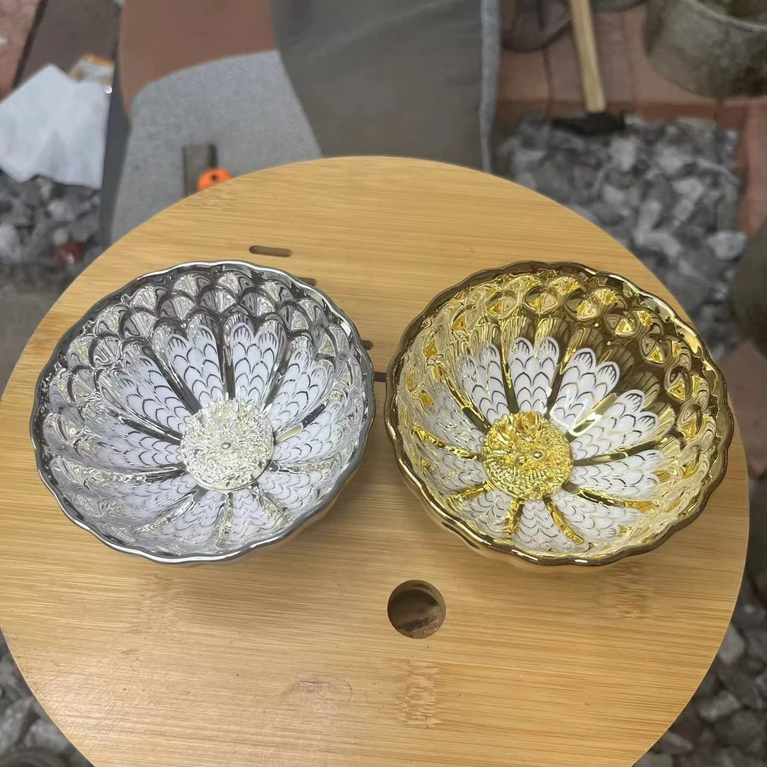 手工茶器 冰清玉洁+金玉满堂盘龙对杯