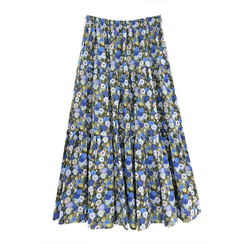 【莫奈花园】100%棉莫奈油画半身裙250278