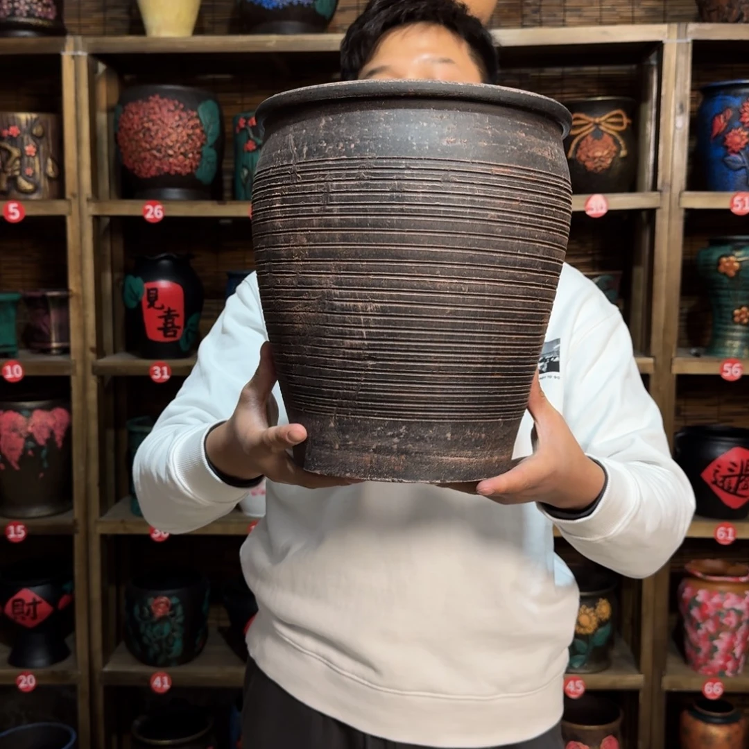 带孔高端浮雕花盆高度+口径30-25