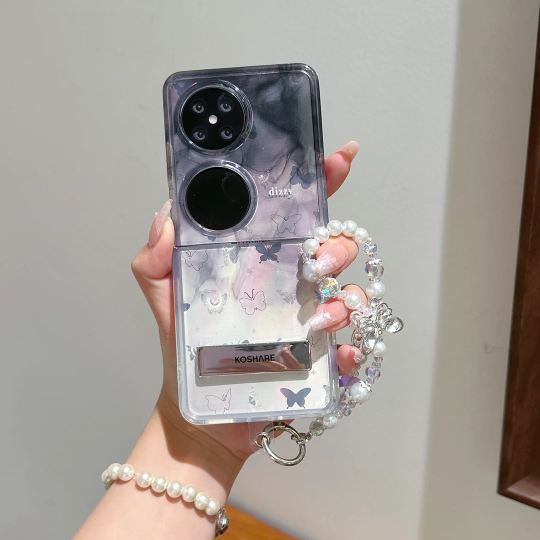 新款水墨烟雨适用华为pocket2晕染支架折叠p50pockets防摔手机壳