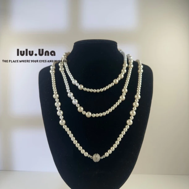 铜合金项链 赫本风多戴满珠长项链小香风气质轻奢百搭时尚长链128