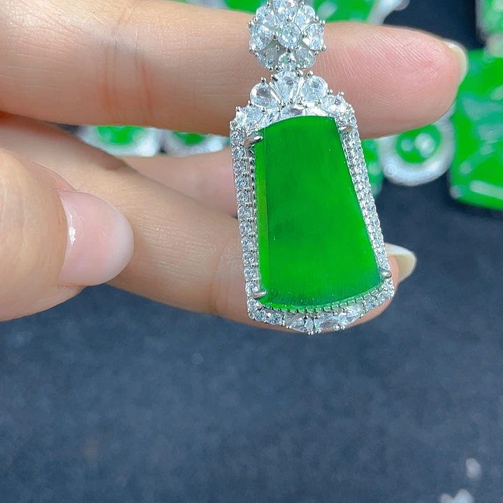 翡翠银S925镶嵌吊坠(不含链)追****n