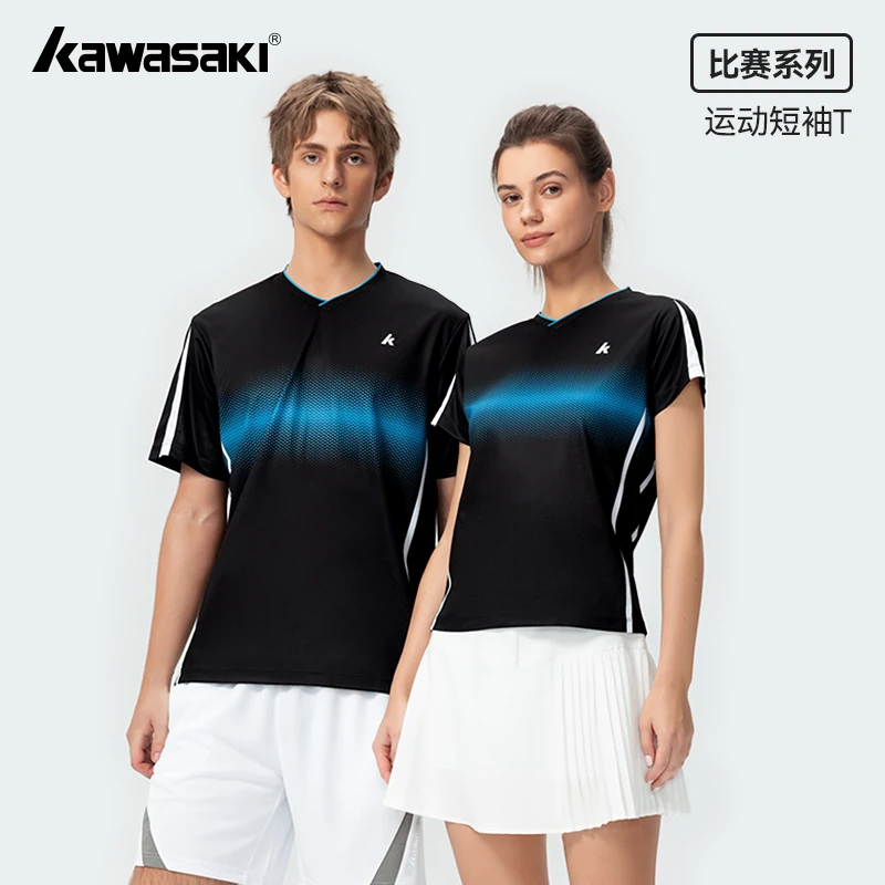kawasaki/川崎比赛系列男女款运动短袖羽毛球服吸汗透气速干时尚