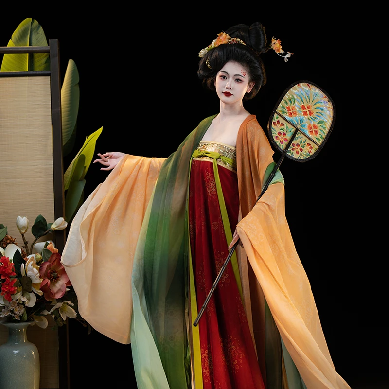 山迟【洛水】汉服绣花唐制风显瘦齐胸襦裙大袖衫少女春夏套披帛