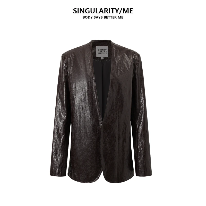 Singularity Me7A 6012 油蜡褶皱纹理复古高级感摩登酷飒皮衣外套