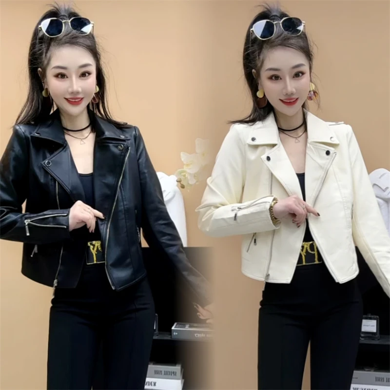 春季新款时尚百搭修身显瘦韩版皮衣外套