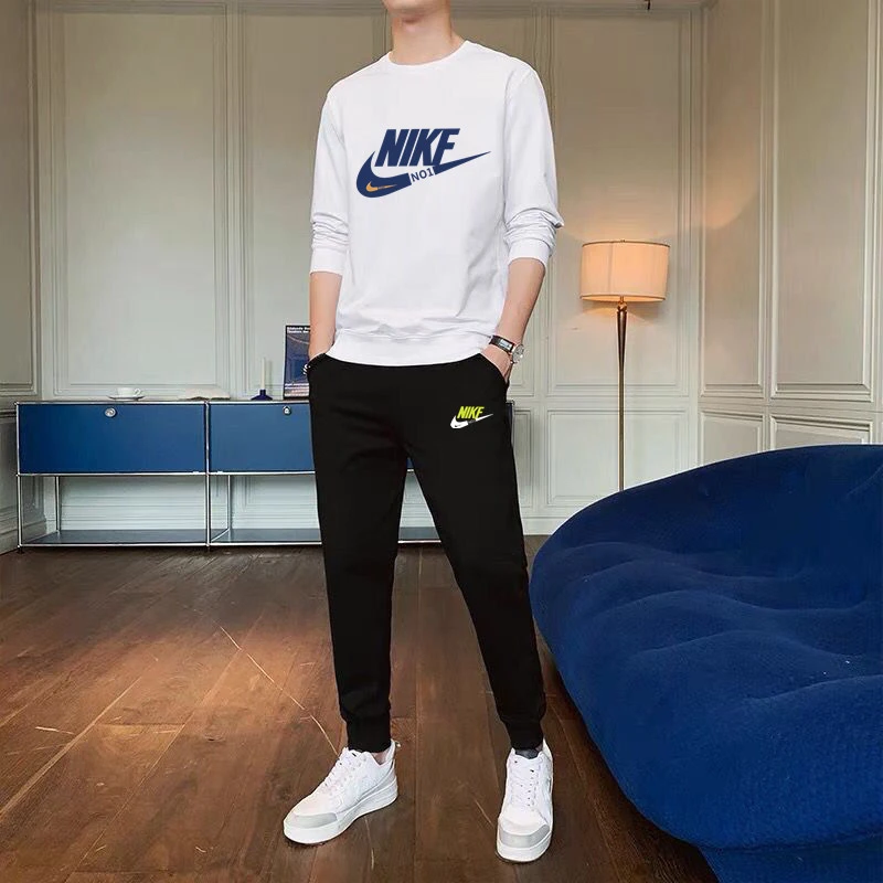 NK卫衣套装男士秋季新款春秋款帅气时尚宽松运动休闲裤子两件套男