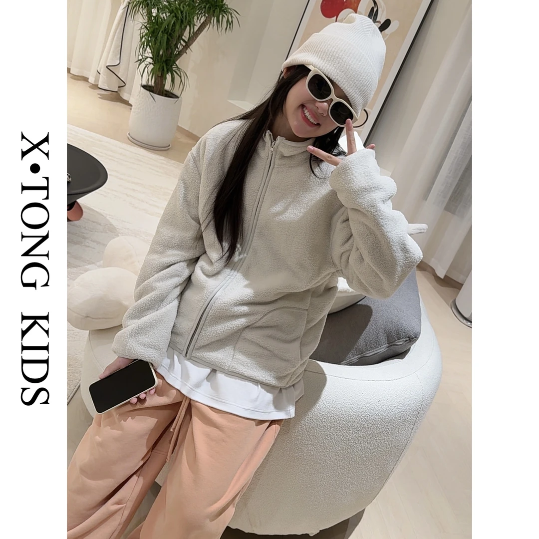 【X•TONG】搭配校服神器亲子绒绒保暖立领特别剪裁拉链外套 76700