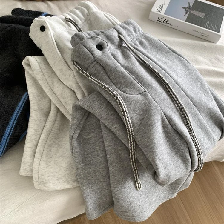 巨显瘦神裤~！高腰抽绳垂感加绒加厚弯刀裤休闲阔腿卫裤长裤女冬