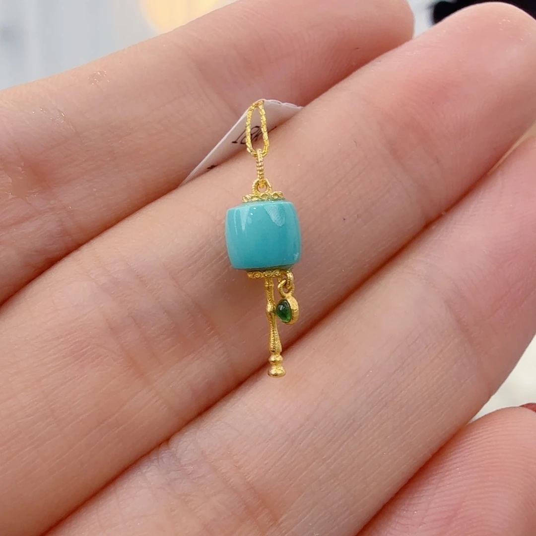 绿松石18K金镶嵌珠宝奇石