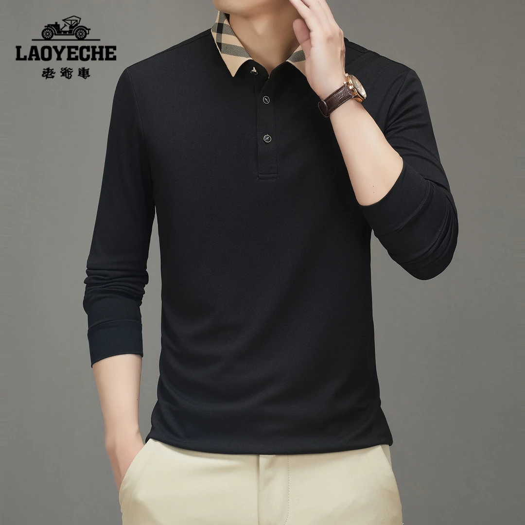 老爷车运动新款长袖男Polo衫针织春秋翻领百搭时尚休闲商务上衣服