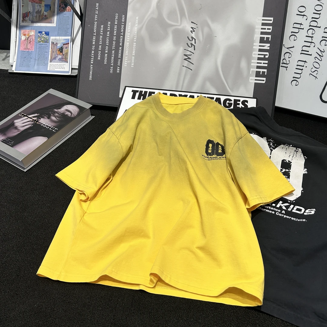 HK潮牌T恤中大童2025夏季新款短袖潮流宽松上衣2573