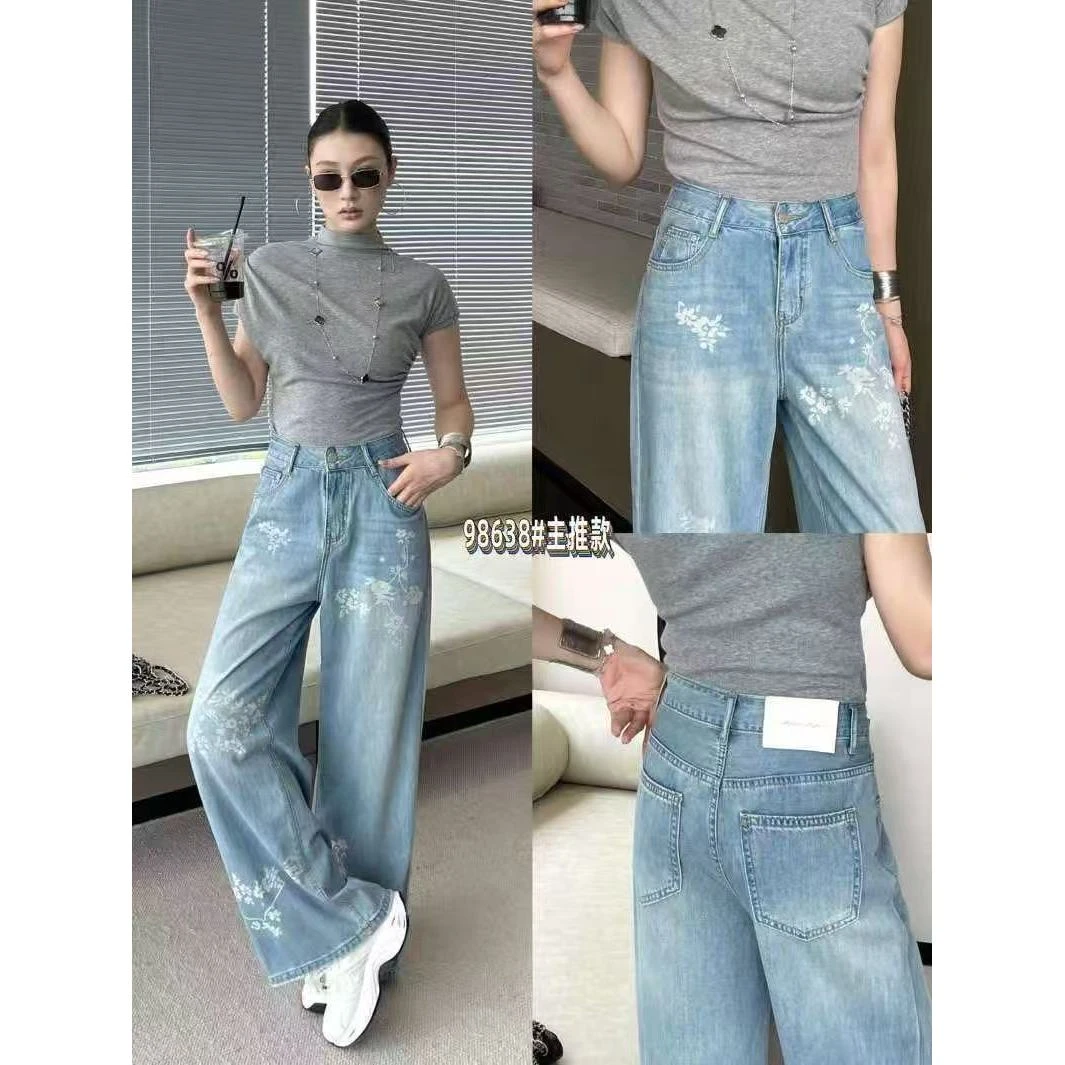 98638款阔腿印花牛仔裤FYGZ