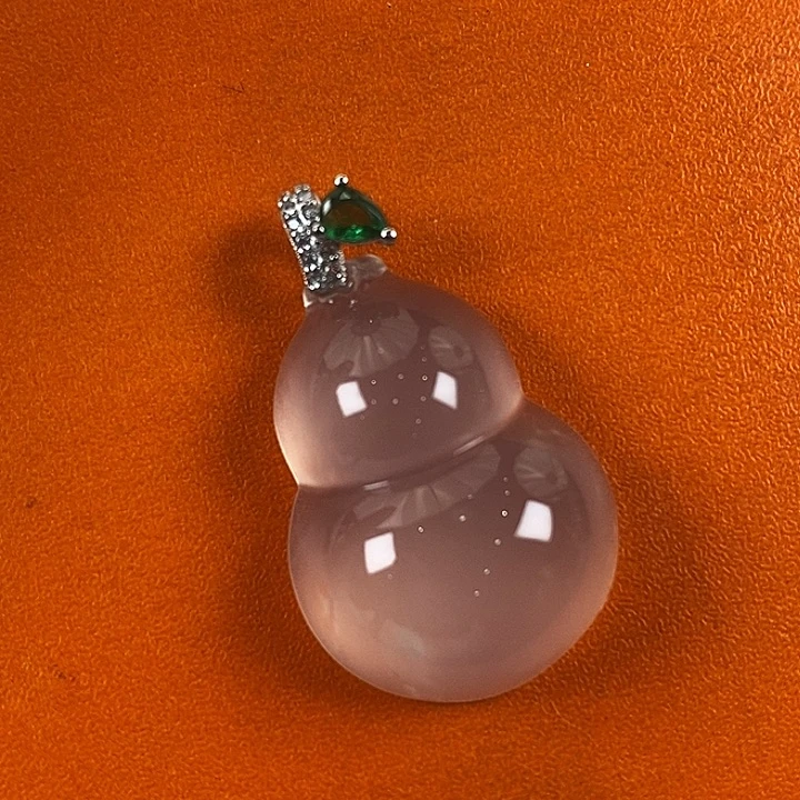 石英质玉银S925镀金镶嵌颈饰