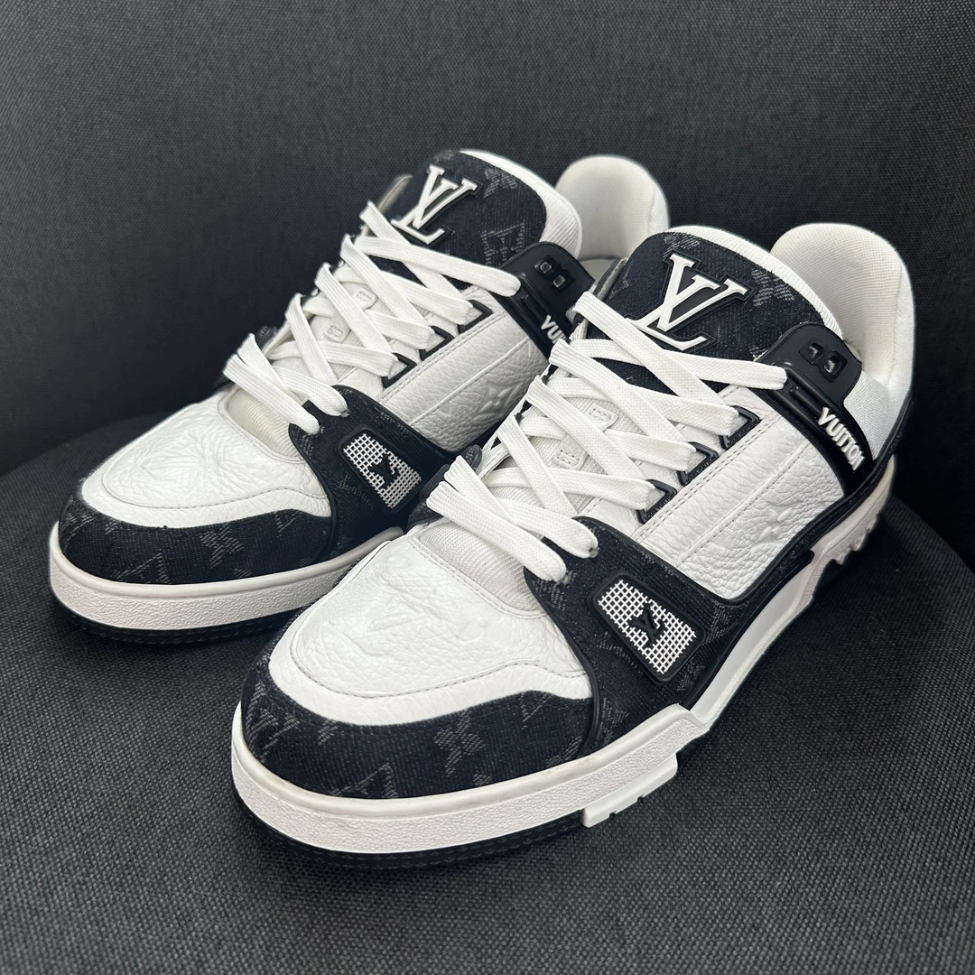 99新 LouisVuitton/路易威登 经典黑白牛仔配色trainer奢鞋潮鞋