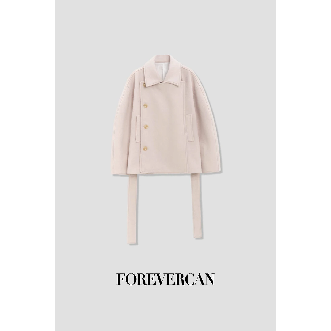 FOREVERCAN“凯科斯”高比例澳洲羊毛呢不对称门襟外套 SC22276