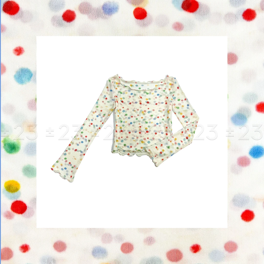 Kenny‘s ±23【彩虹】SS25003春夏一字肩波点短款网纱长袖