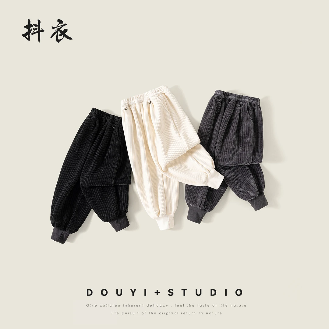 冬季雪尼尔休闲裤韩版松紧带柔软亲肤气球裤保暖加厚加绒裤小宝家