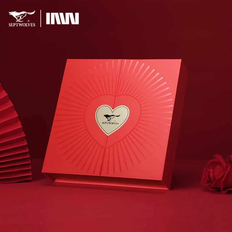 【单礼盒，里面没有皮带】七匹狼红色爱心双开门礼盒情人节礼物送礼