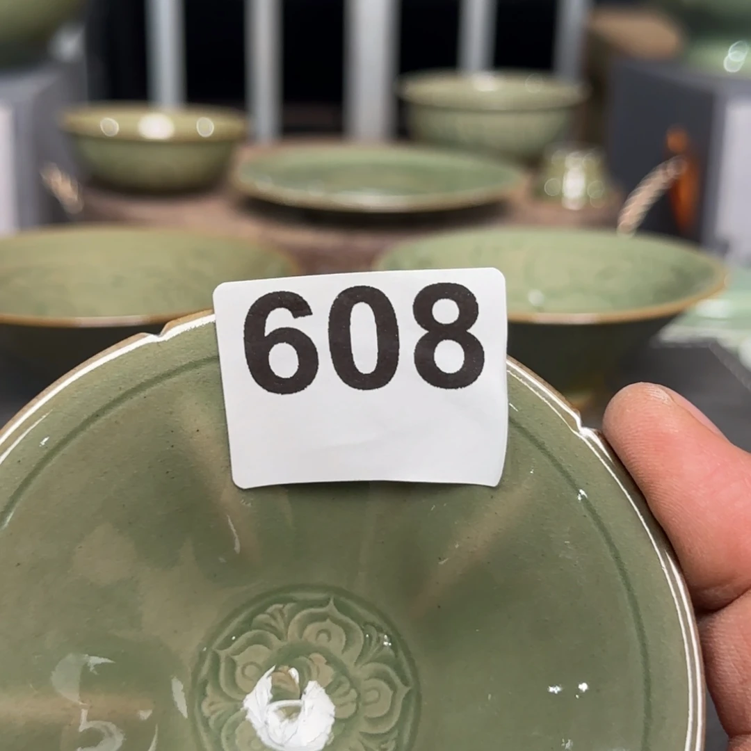 露***嘬瓷片耀州窑手工斗笠瑕疵裂不退换