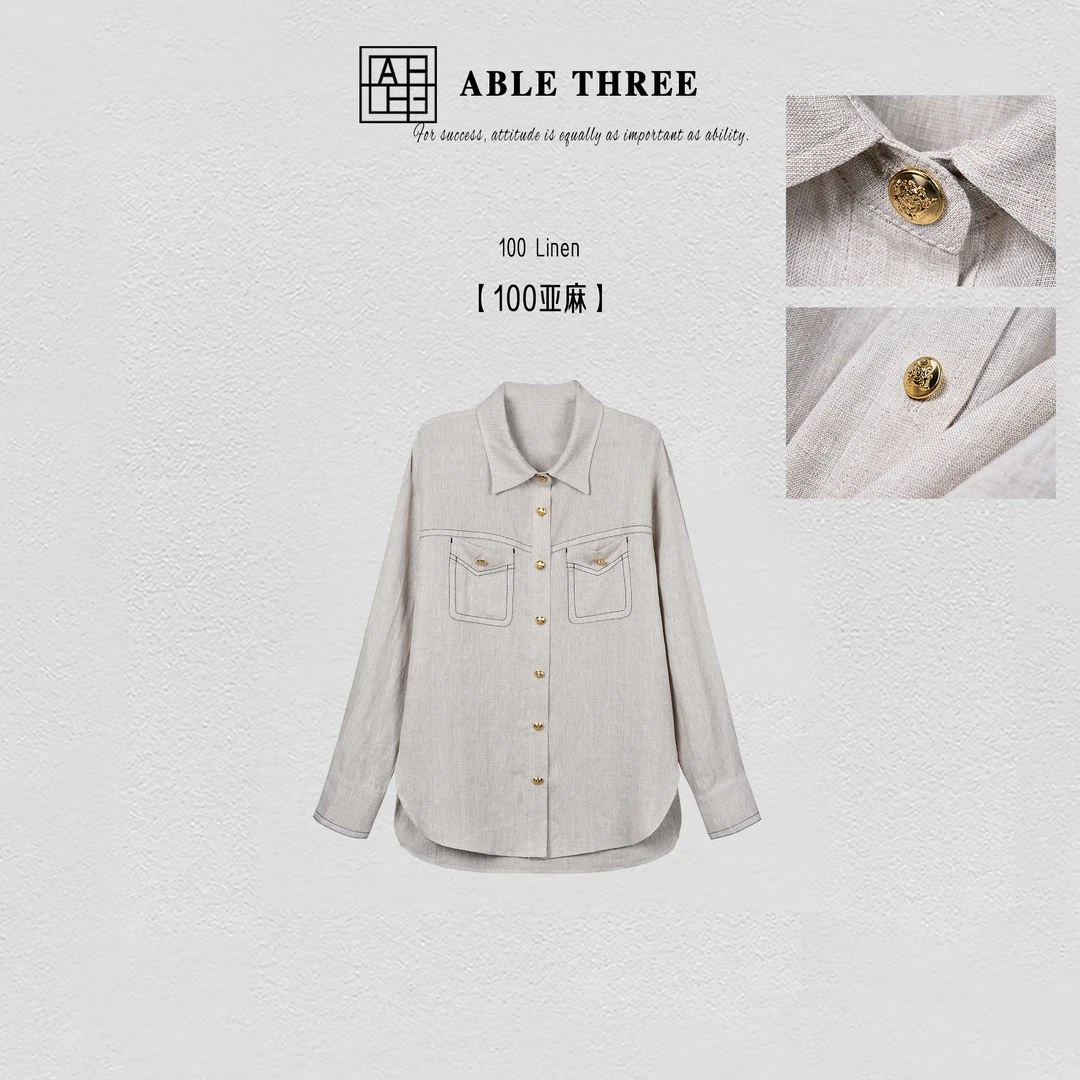 ABLE THREE | 100亚麻 重磅原麻色雨露麻衬衫 BW-SS9659