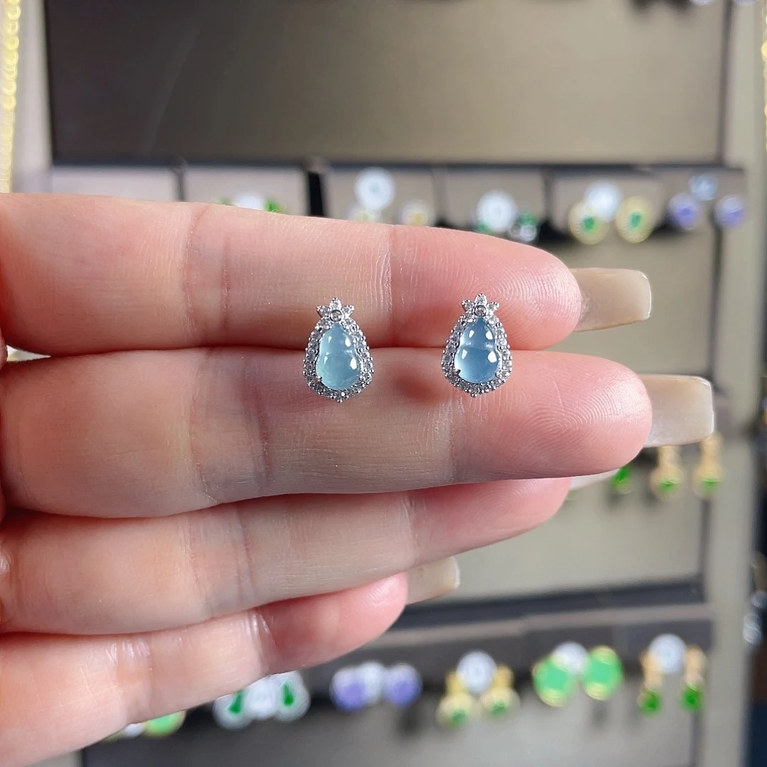 翡翠银S925镶嵌耳饰翡翠