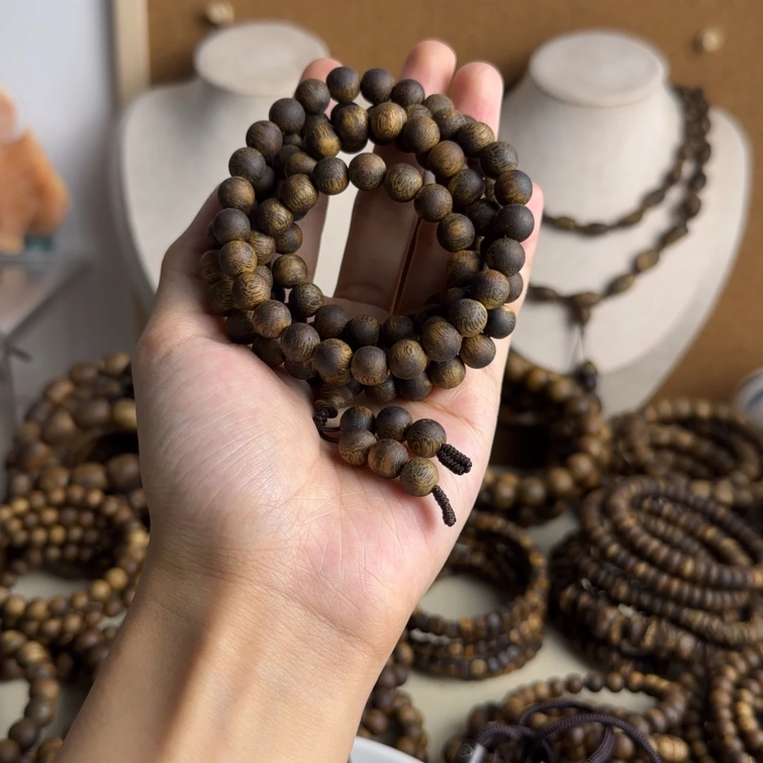 沉香碎屑沉香横*～奇楠沉香08圆珠多圈32.99g