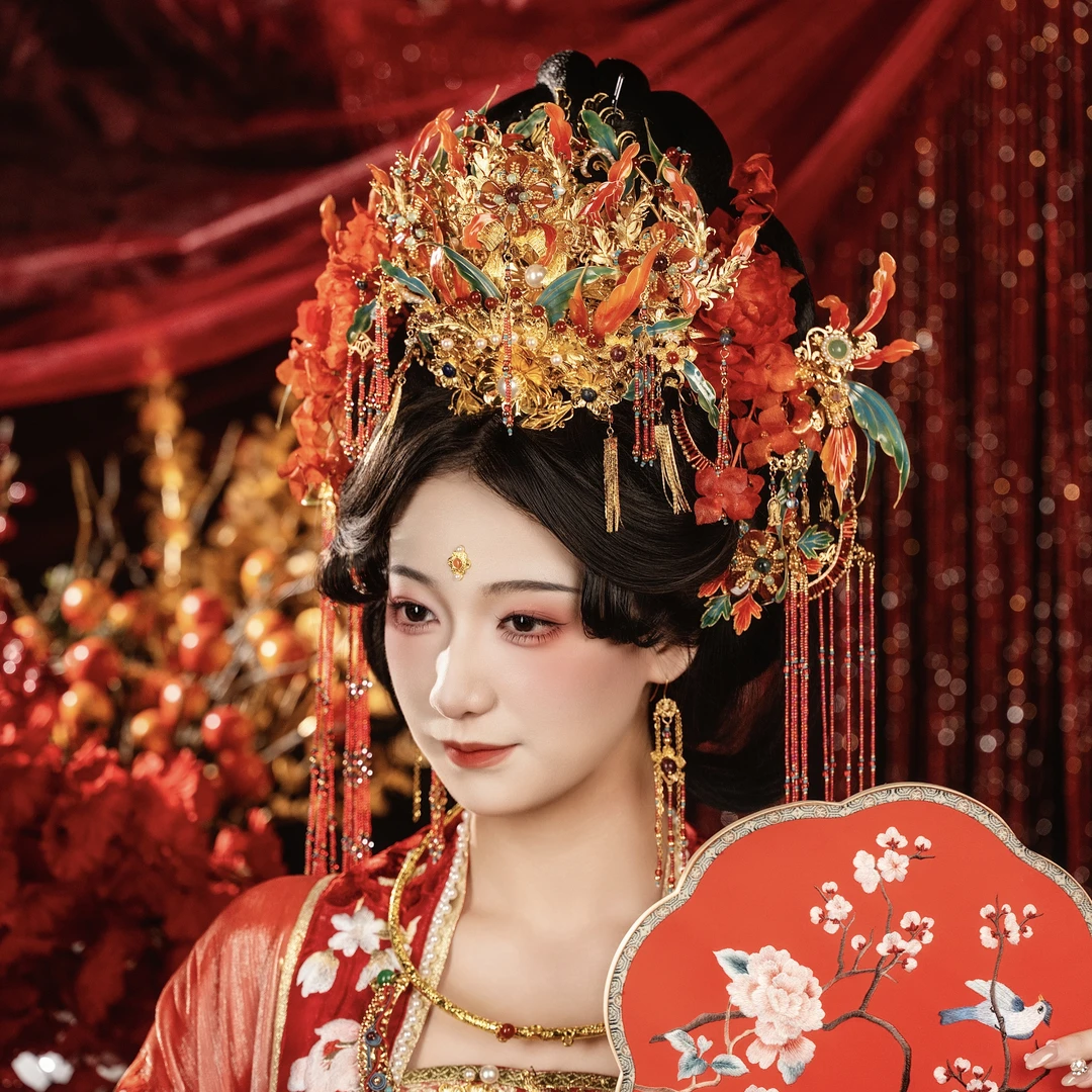 稷氏小筑 锦绣原创手工古风发饰发钗发簪发冠古装头饰配饰女