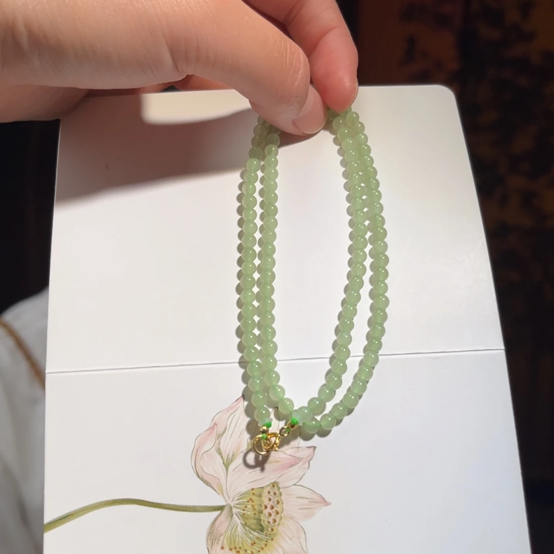 和田玉未镶嵌颈饰高冰晴水4mm99