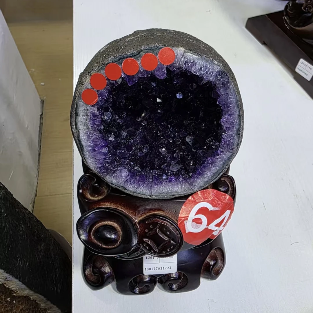 高等级天然乌拉圭钱袋客厅玄关办公桌装饰摆件