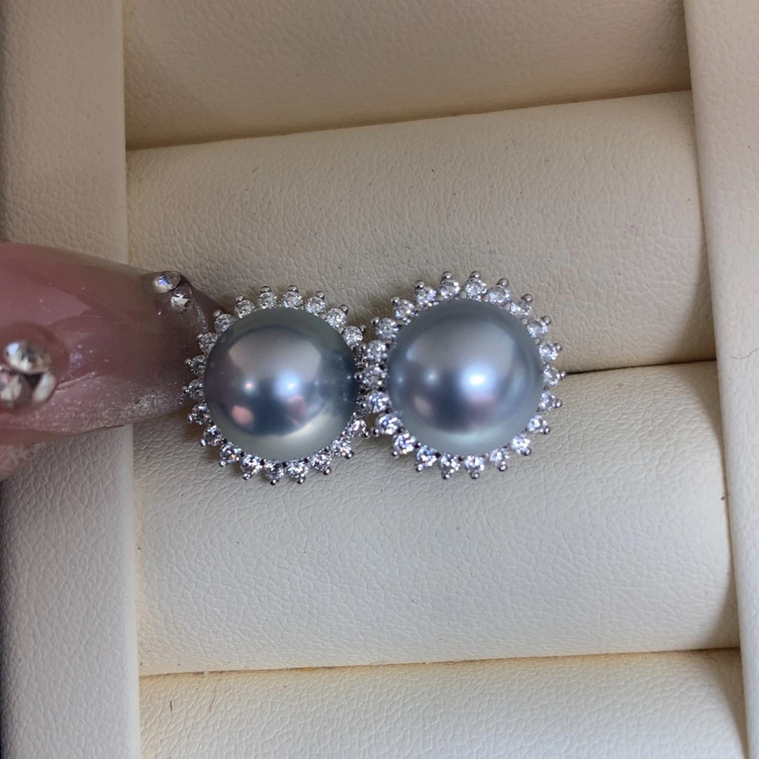 海水珍珠耳饰银S925镶嵌