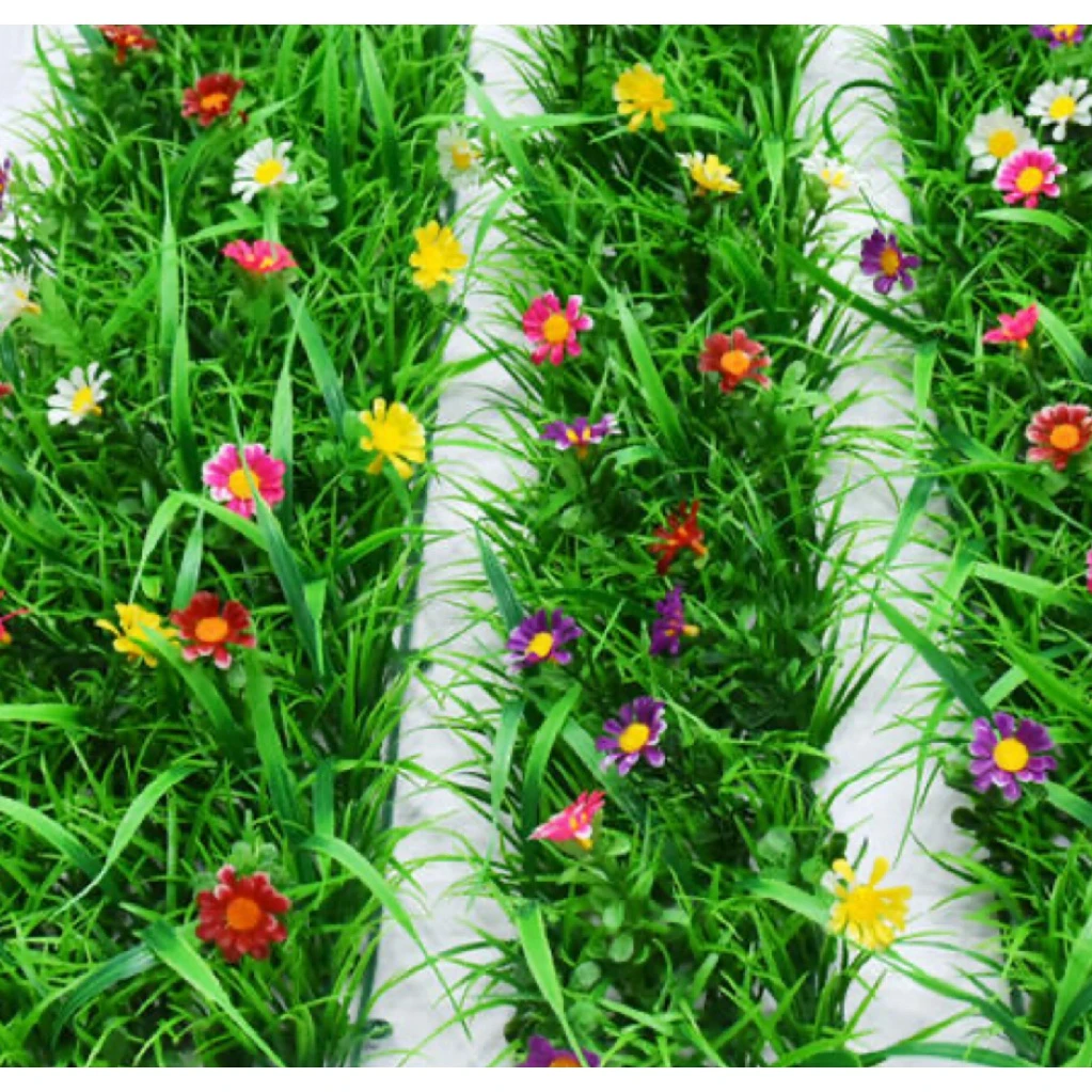 绿色带花隔断装饰仿真草坪凹槽摆放绿色植物假花假草橱窗塑料草坪