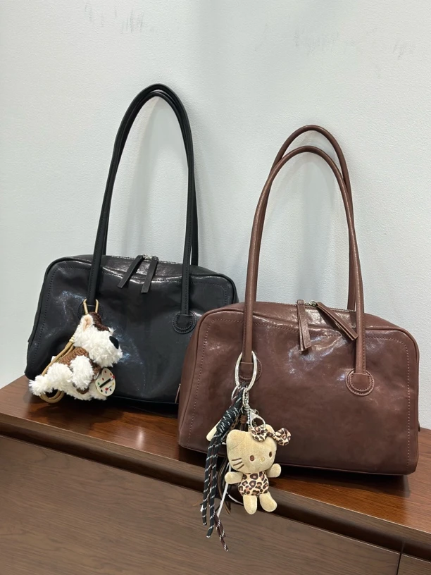 25年新款-小众设计～大容量头层水晶植绒牛皮单肩包（B6602#）爱唯依