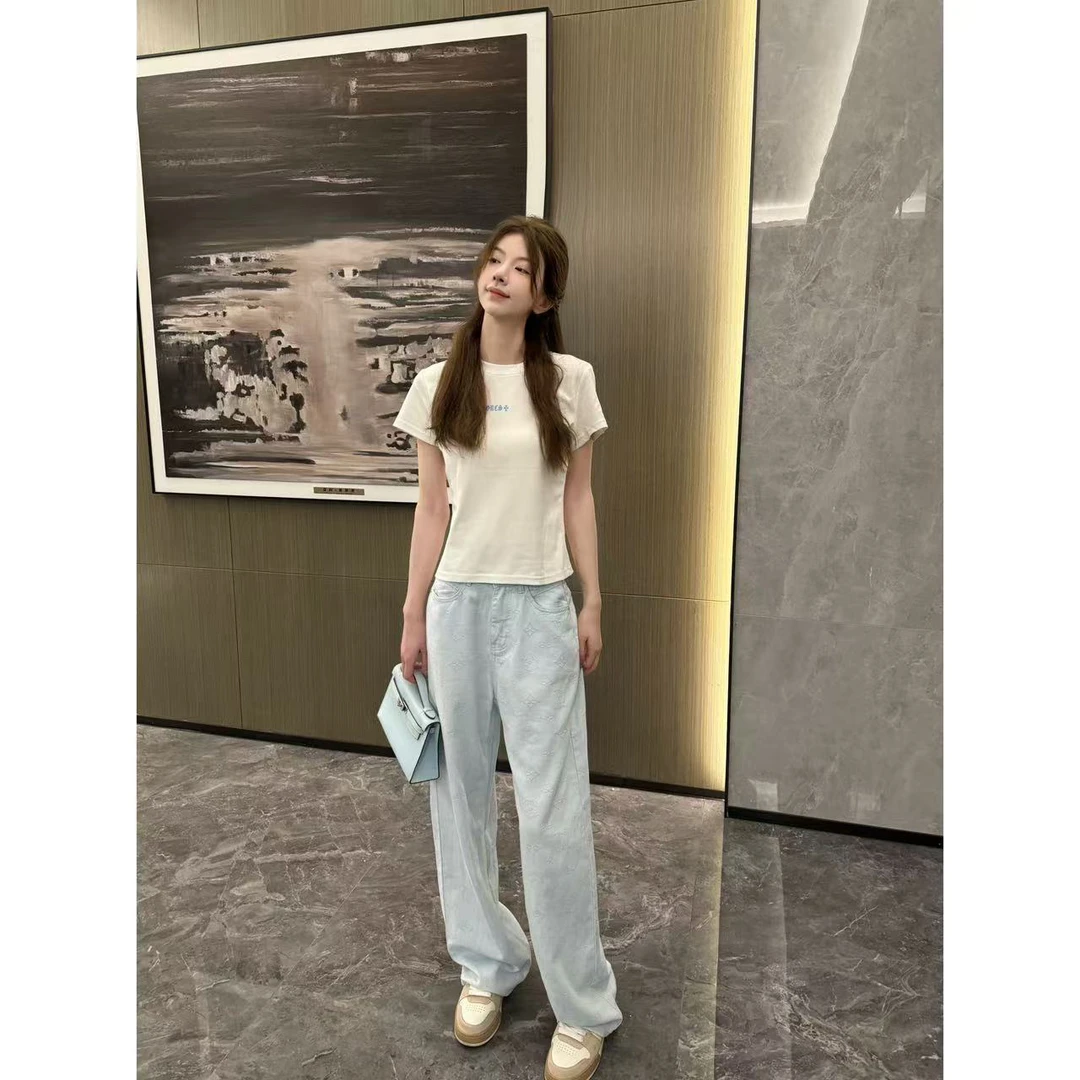 【Cikky定制】2025夏季新女简约百搭休闲圆领字母短袖T恤加裤子