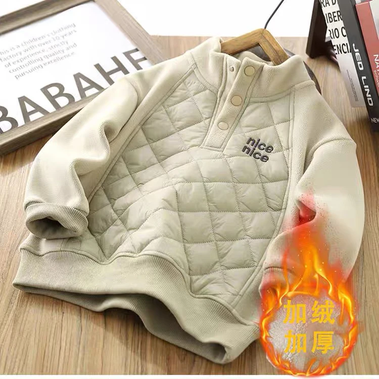 SY萌1娃冬装卫衣秋冬装新款2024儿童夹棉保暖防风运动上衣扣子款