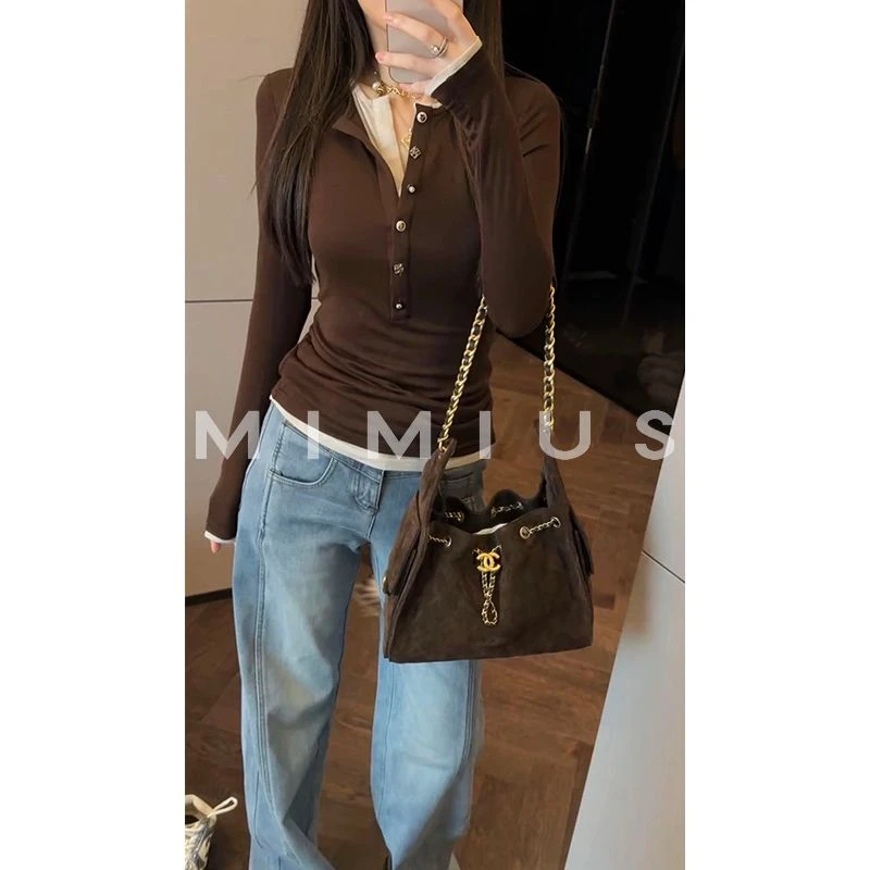 【mimius】肉肉 天丝羊毛经典百搭亨利领假两件打底针织衫 G09354