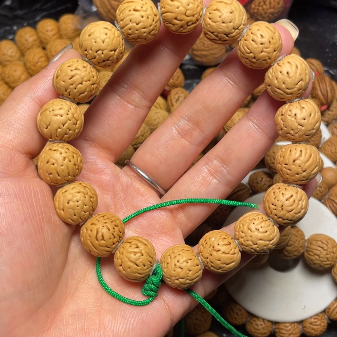 金***地桃木桃核手串15+金丹