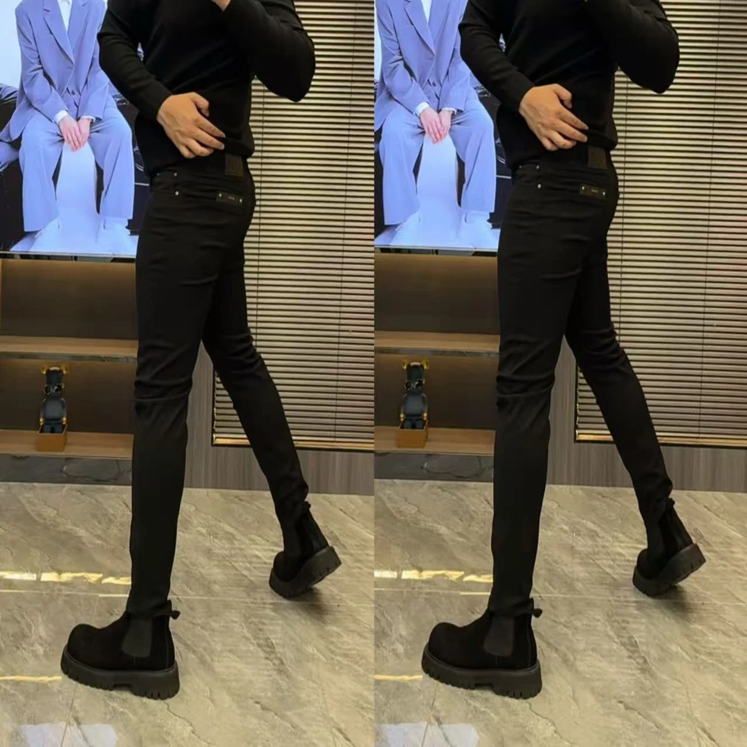 男士百搭潮流修身网红韩版弹力牛仔裤高弹小脚时尚商务牛仔裤