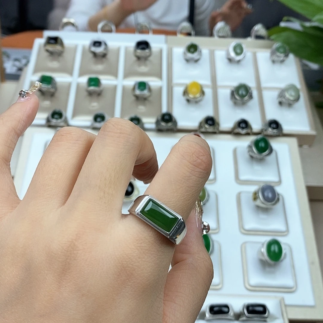 和田玉戒指银S925镶嵌豫****G