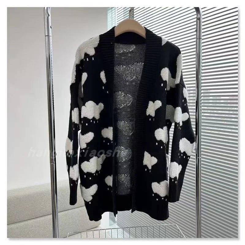 1250 新款V领毛衣开衫厚实感针织外套女秋冬外穿