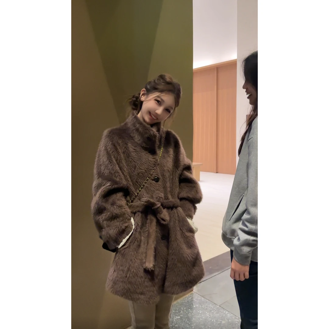 BOXUE“泰迪系列”2025秋冬收腰绵羊毛柔绒面轻奢 外套#251220W7835