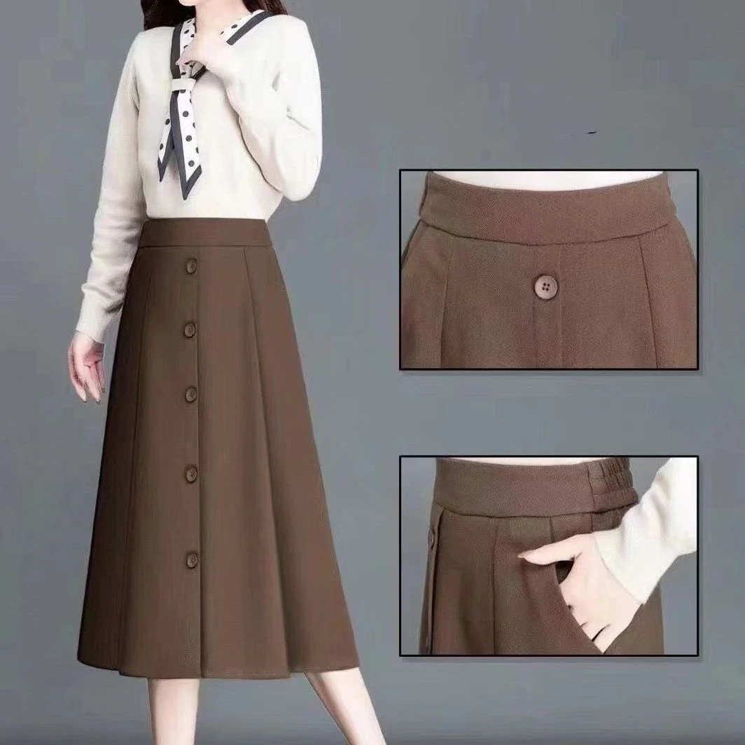 X7676高端轻奢洋气时尚气质百搭显瘦中长款半身裙