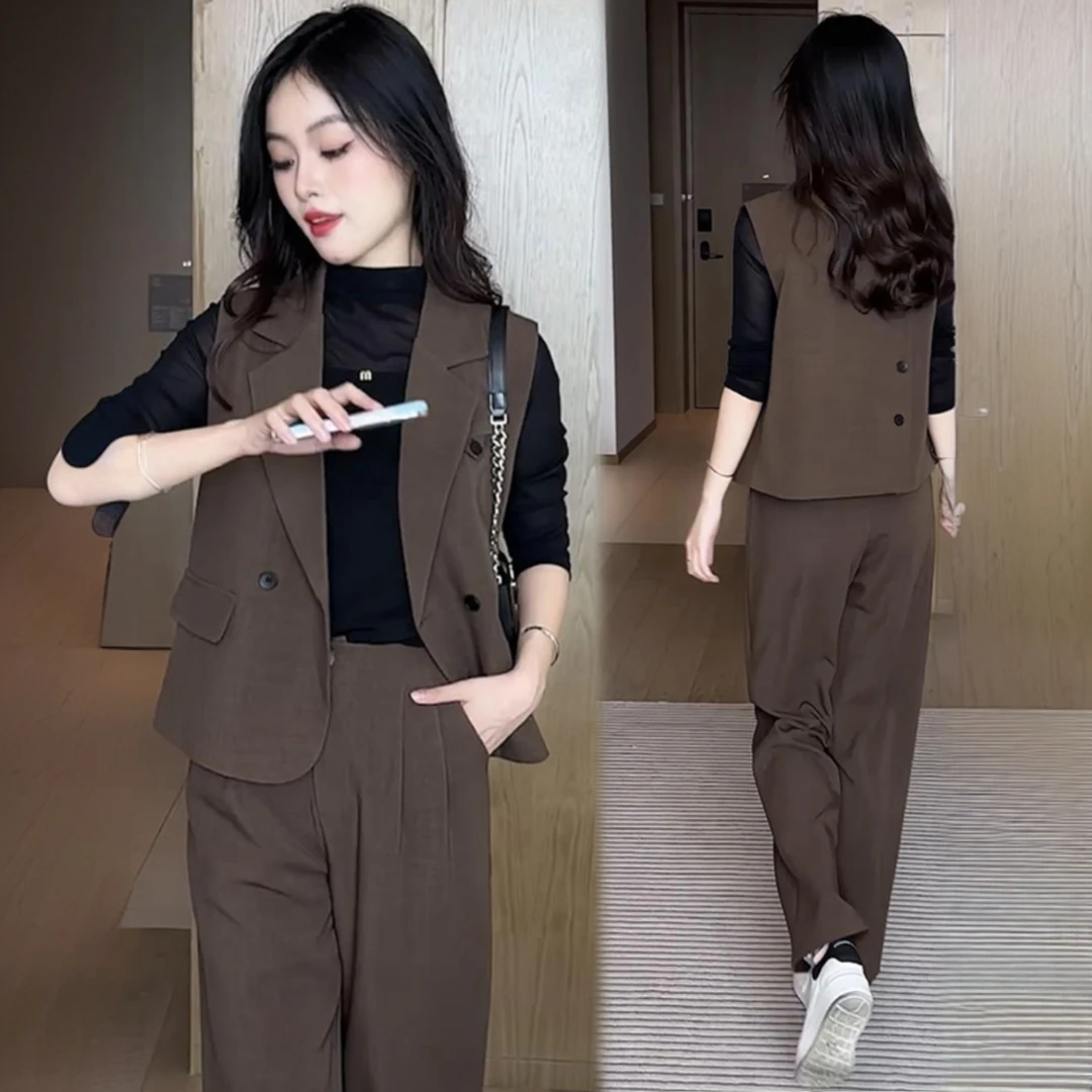高级感气质职业西装套装女2025春秋新款时尚小个子马甲三件套爆款
