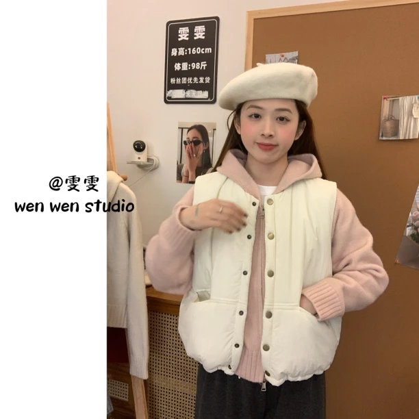 【雯雯】“一体棉”韩系秋冬新款圆领设计双口袋马甲