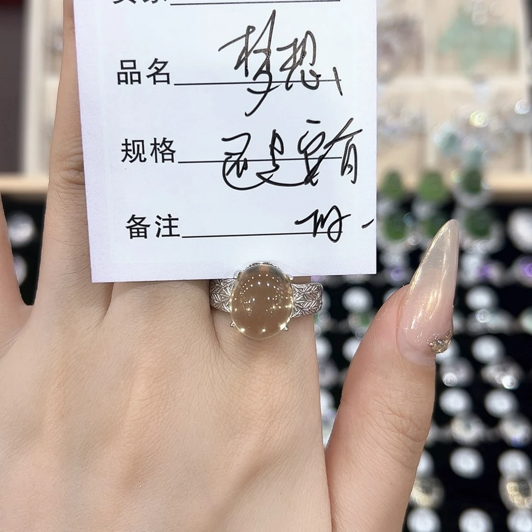 黄晶戒指银S925镶嵌梦****的戒指